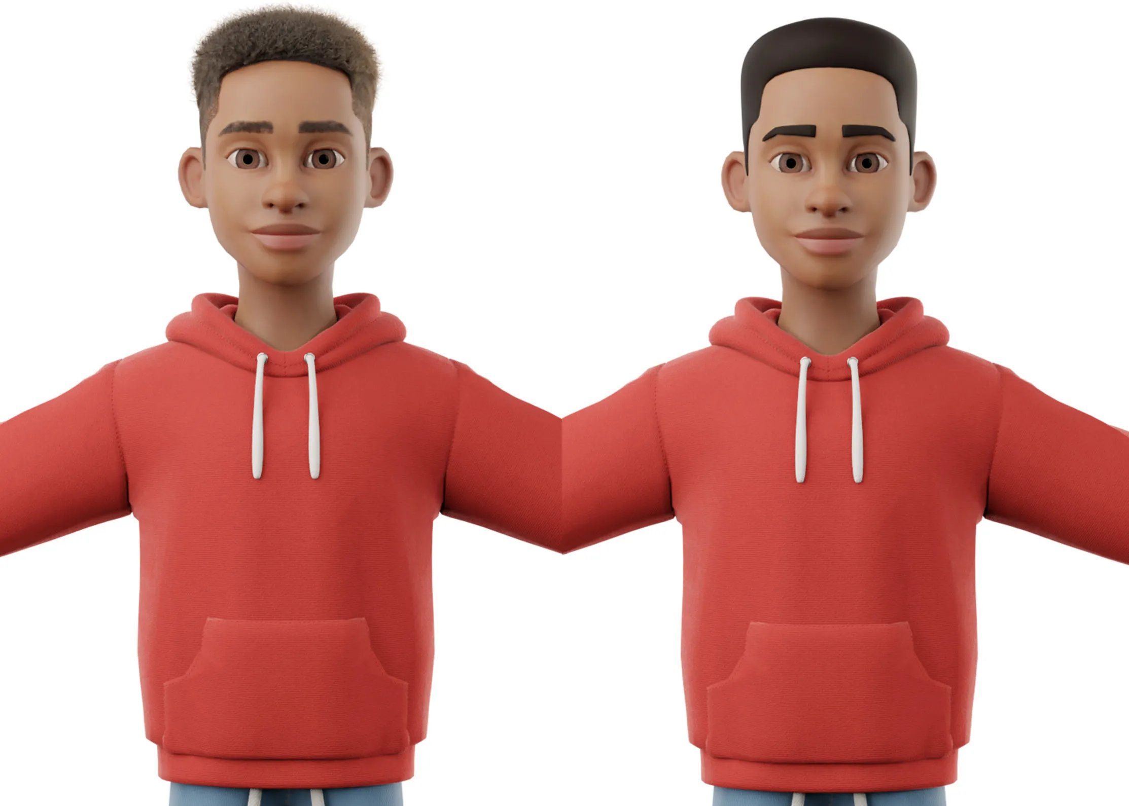 Customizable hair and color options for black man teen character